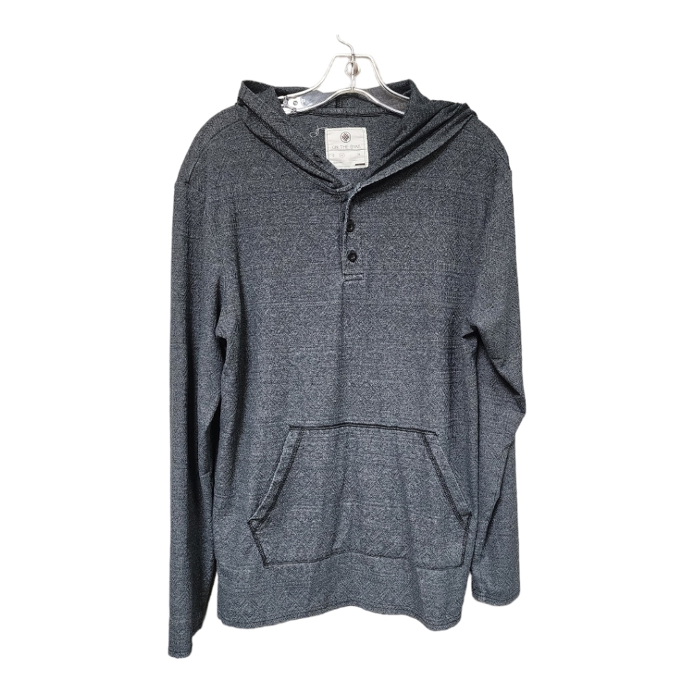 On The Byas Unisex Long Sleeve Hooded Gray T Shirt Size Medium